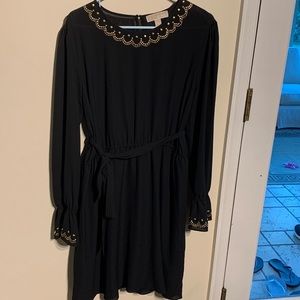 Long sleeve gold and black dress